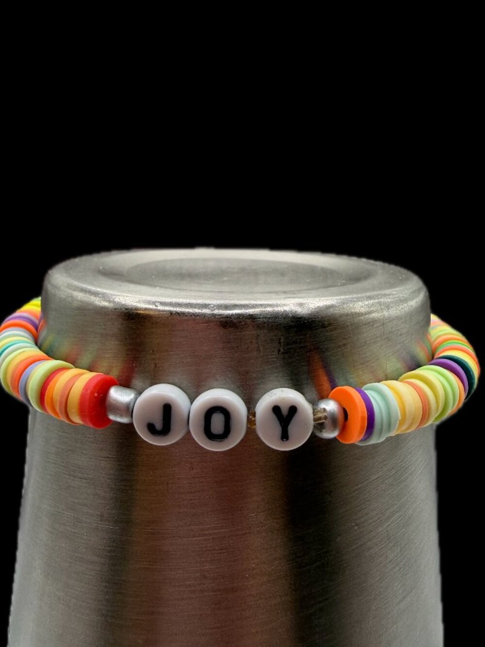 Custom Customized Name RAINBOW Stacker Bracelet - Clay Heishi Beads